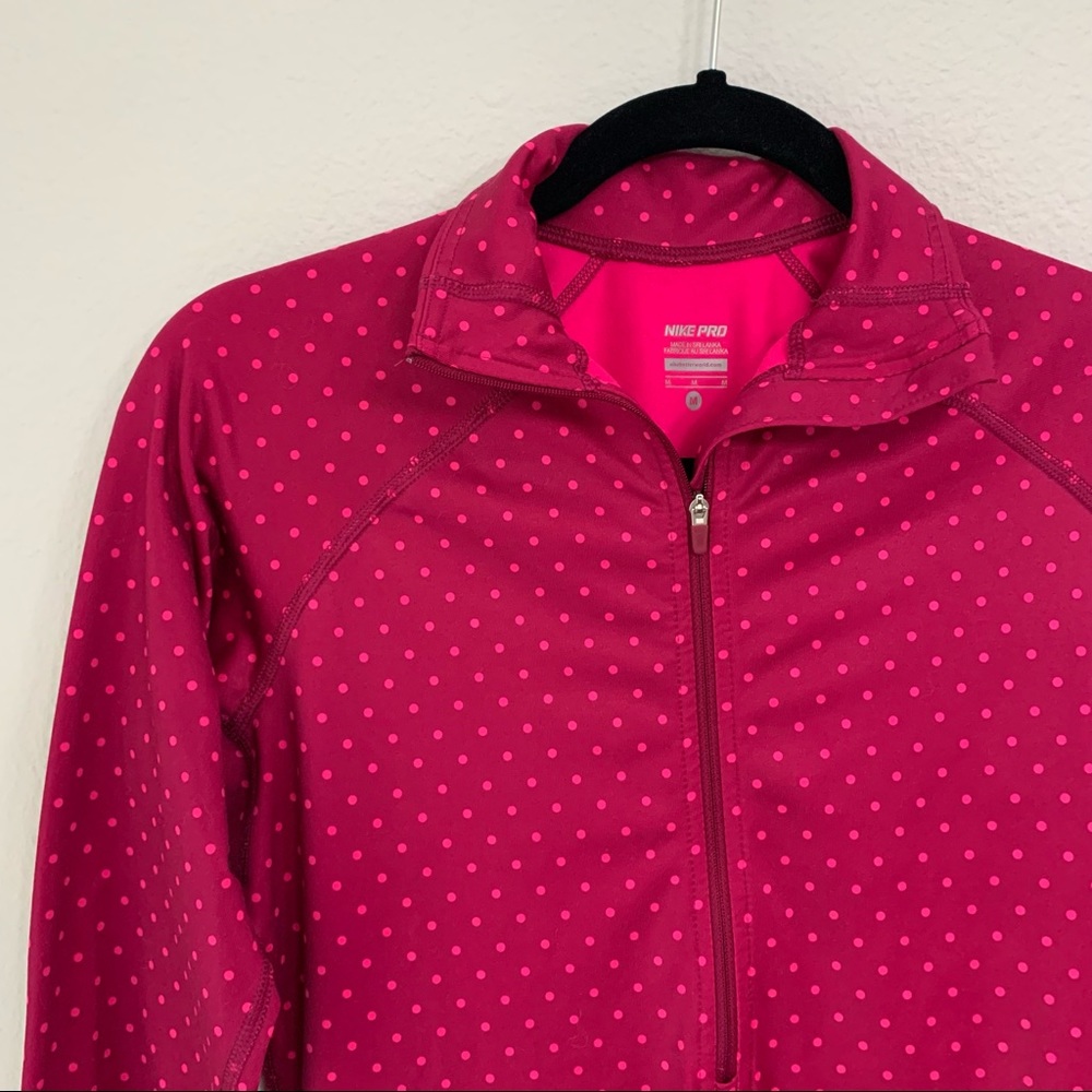 Nike Pink Polka Dot Half Zip Top